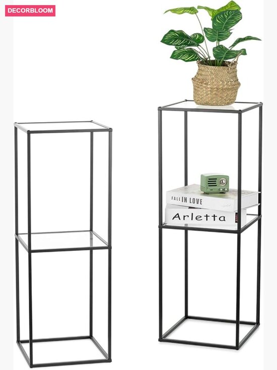 Other - 2 Pack 31.5" Tall Black Cylinder Plant Stands with Acrylic Panels